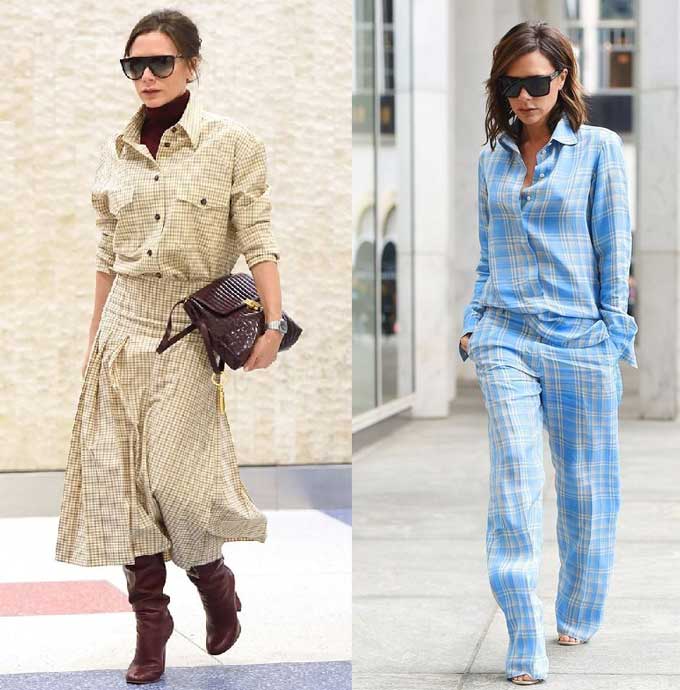 Fashionable plaid shirts - images of Victoria Beckham