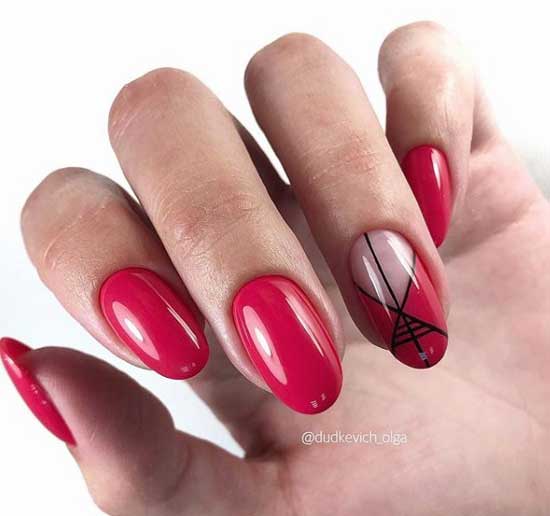 Naked red manicure in the style of minimalism