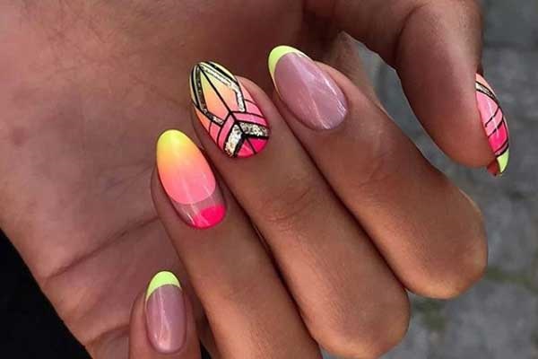 Acid manicure with free space