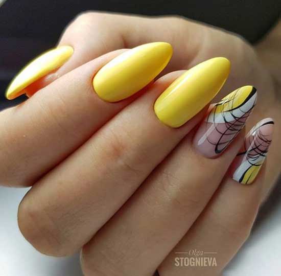 Bright manicure in the style of negative space