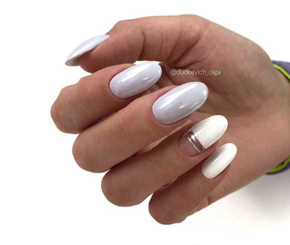 Fashionable moon manicure 2019-2020 with rubbing