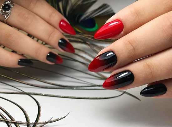 The classic combination of red and black in manicure