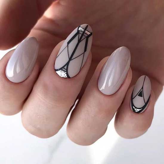 Manicure in light colors with geometry