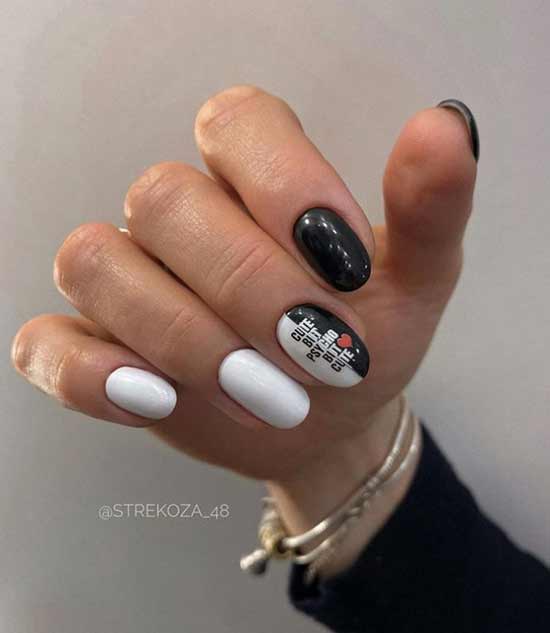 Classic black and white manicure