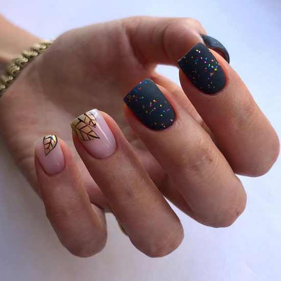 Nail design autumn new items in dark green color