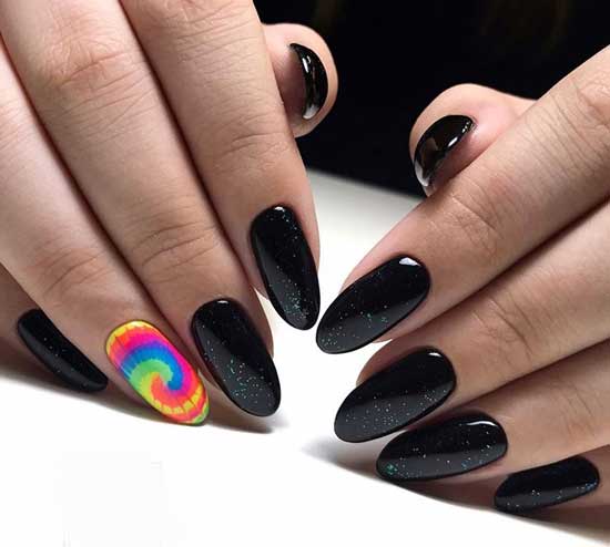 Black autumn manicure