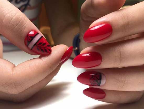 Red autumn manicure 2019