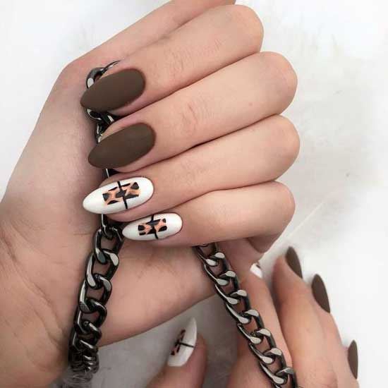 Matte brown manicure autumn