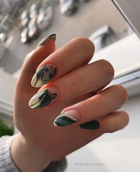 Green autumn manicure