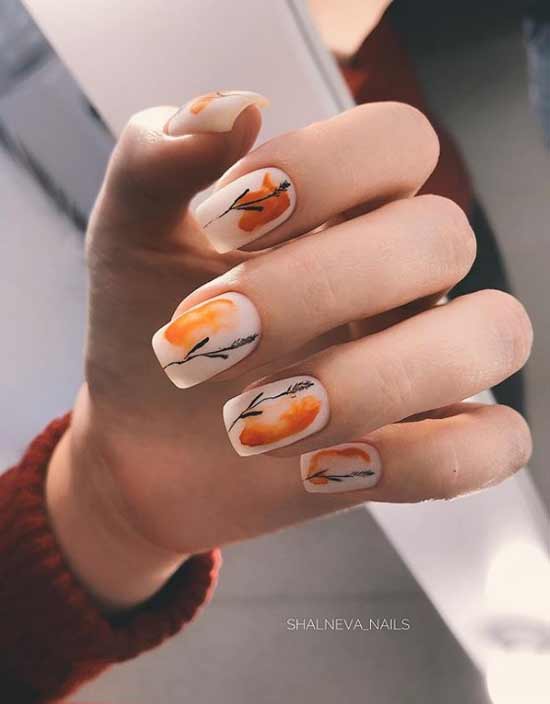 Golden autumn manicure