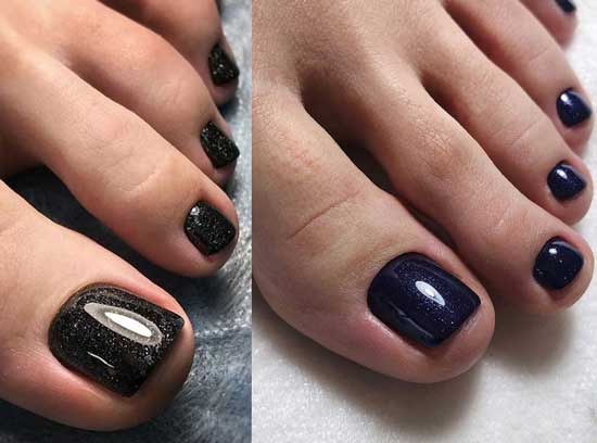 Dark solid color pedicure