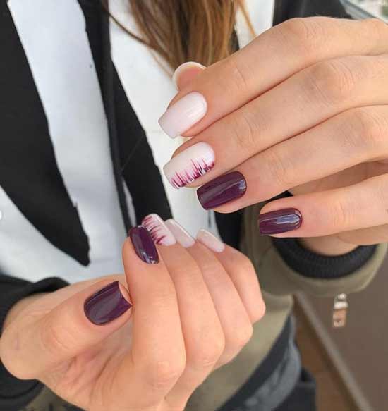 Dark burgundy manicure