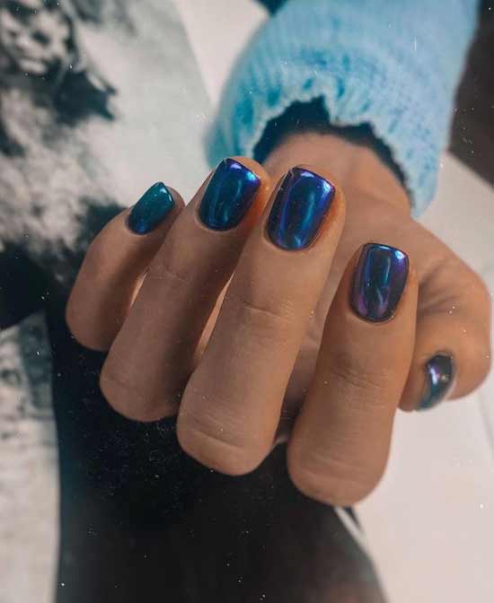 Blue manicure with rub