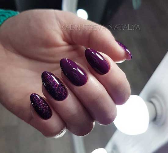 Purple glitter manicure