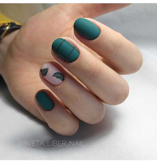 Fashionable super matte dark manicure on short nails