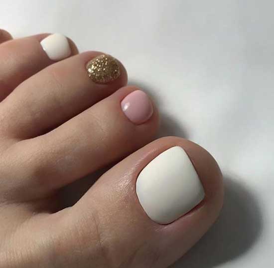 Matte white pedicure