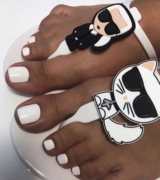 Solid white pedicure