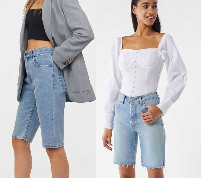 Looks with denim shorts