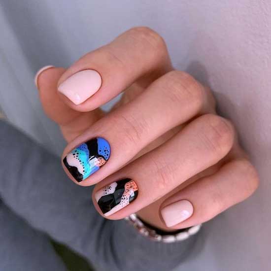 Fashionable manicure with a print in an elegant style