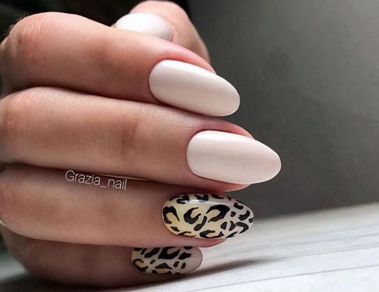 Milk manicure and animal print