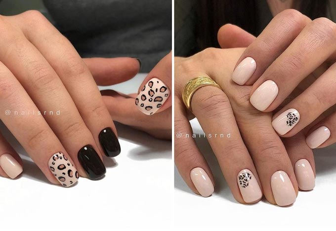 Leopard manicure design in the photo