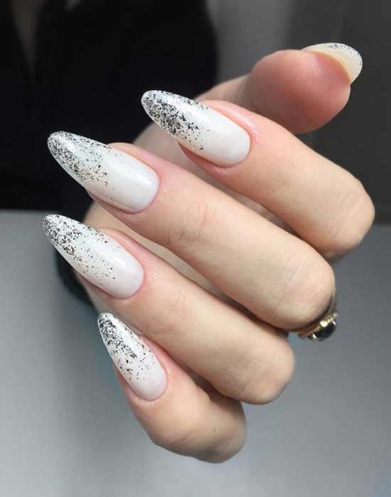 Ombre sequins on the shape of almond nails