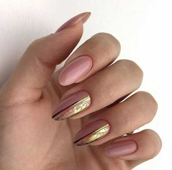 Beige almond-shaped manicure photo