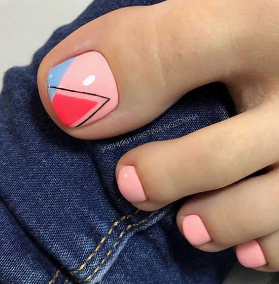 Color block nude pedicure