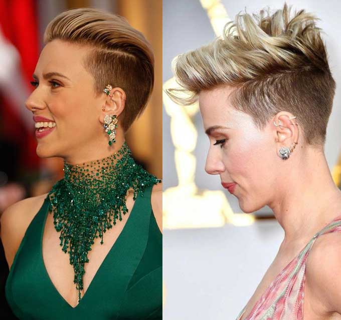 Scarlett Johansson - tête rasée et coupe de cheveux aux tempes