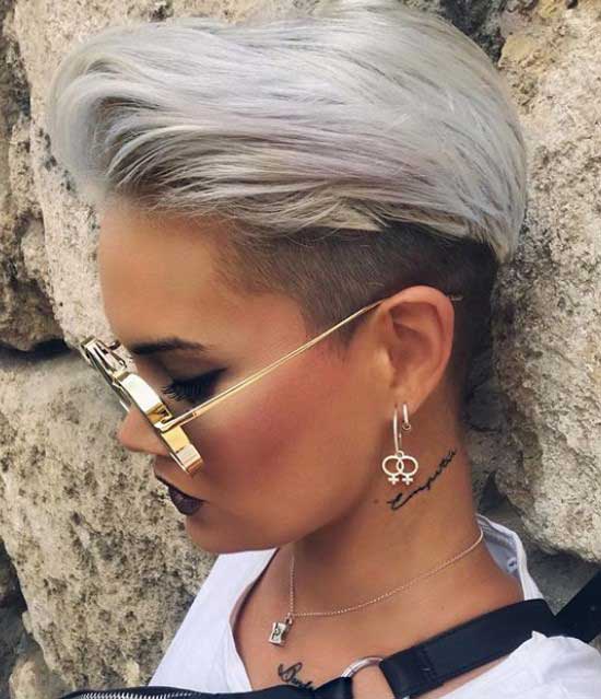 Stylish haircuts for girls with an emphasis on shaved whiskey, photo