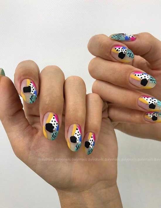 Abstract manicure ideas on the photo