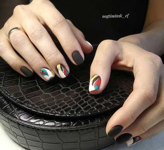 Matte manicure with abstraction