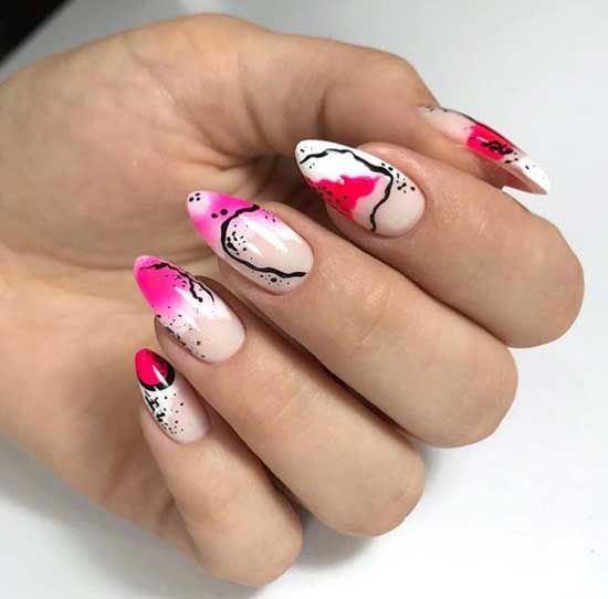 Beautiful abstraction on long nails