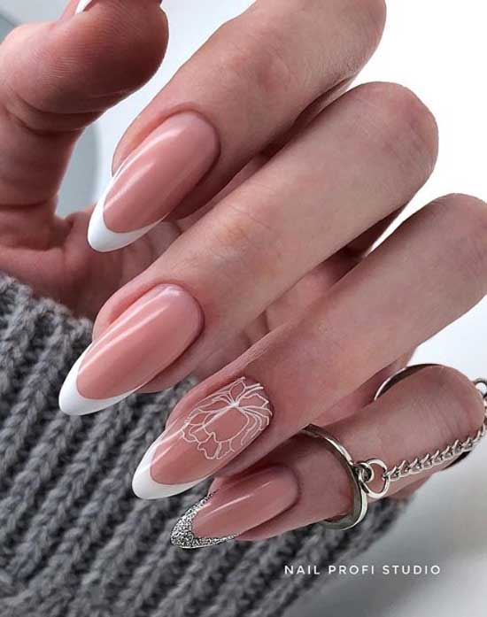 White patterned french manicure