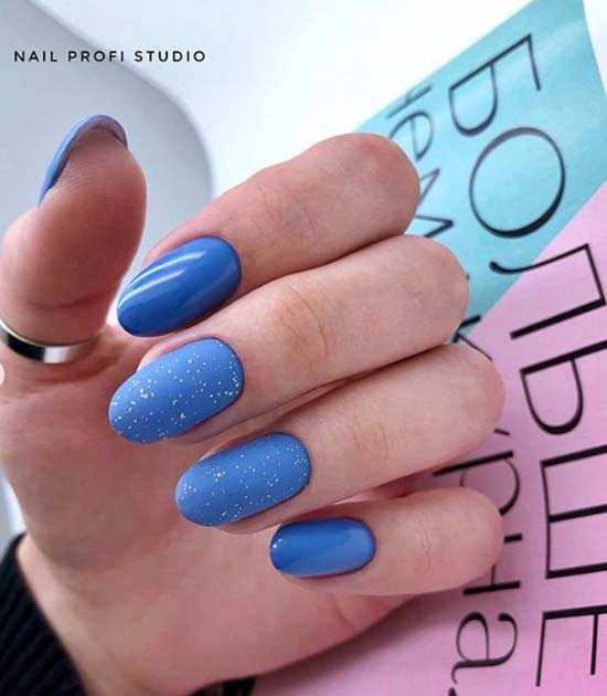 Blue with blue nail design