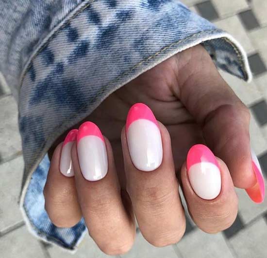 Colored jacket on oval nails