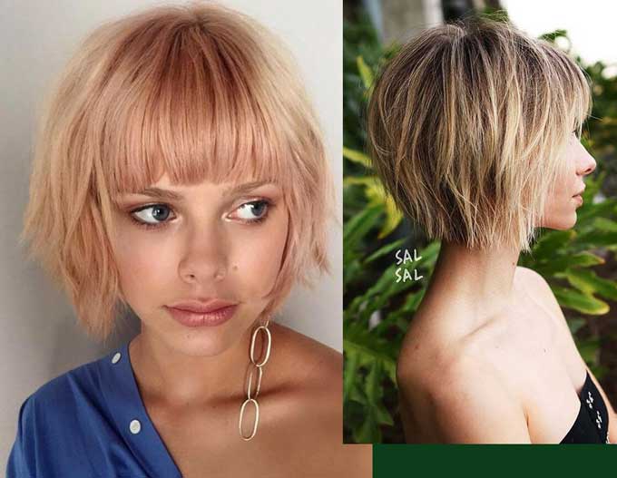 Caret avec une cascade de photos de coupes de cheveux à la mode