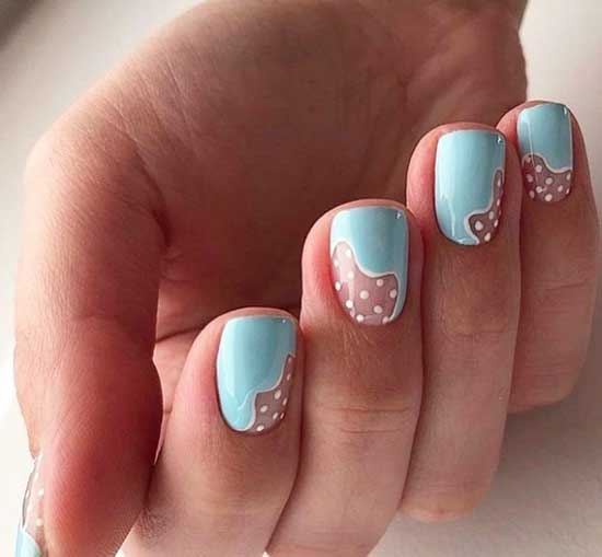 Beautiful blue manicure short length nails