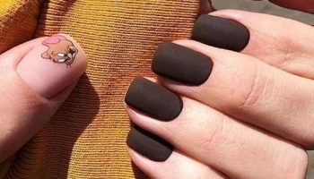 Matte chocolate manicure for short nails 2019-2020