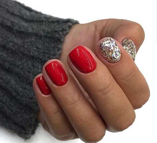 Red glitter manicure