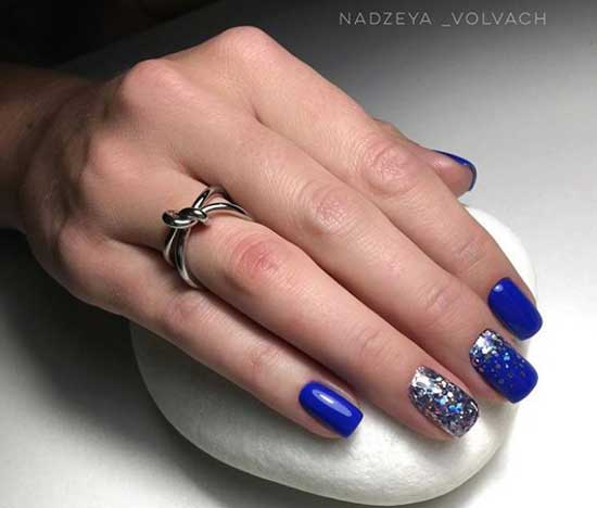 Beautiful blue manicure short length