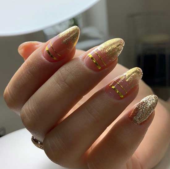 Gold glitter french manicure photo