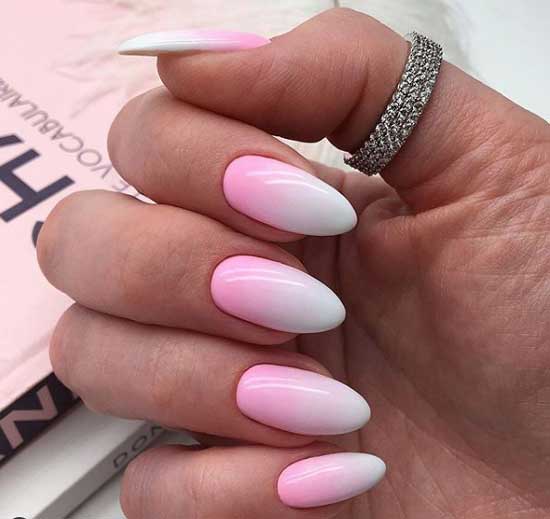 Baby boomer manicure with pink backing