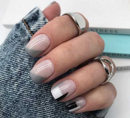 Gray manicure french fall-winter 2019-2020