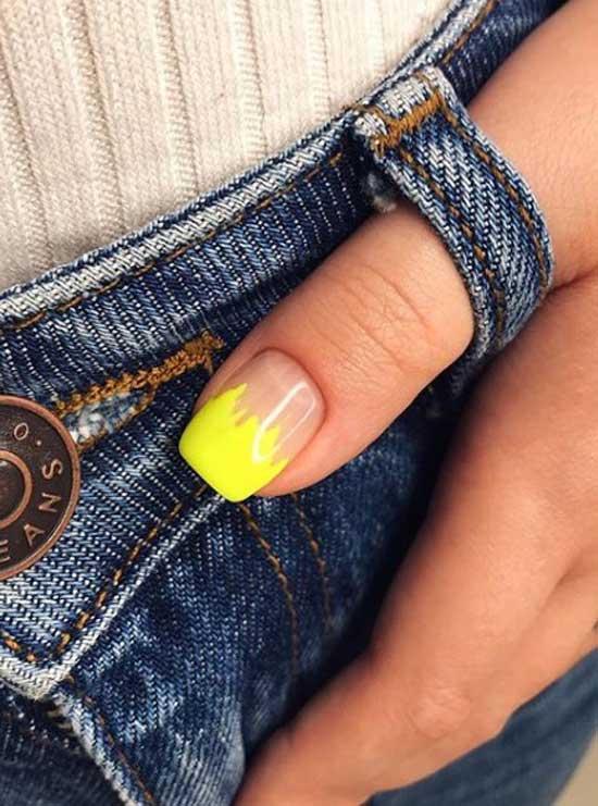 Acid yellow french manicure