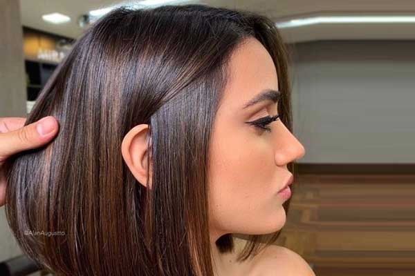 Fashionable bob haircut - side view