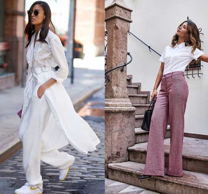 Fashionable flared trousers - images