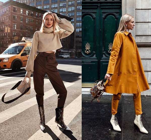 Images of fashion bloggers with fashionable ankle boots 2019-2020