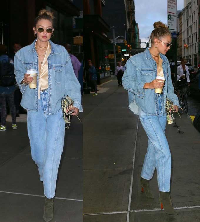 Gigi Hadid en bottines tendance en daim