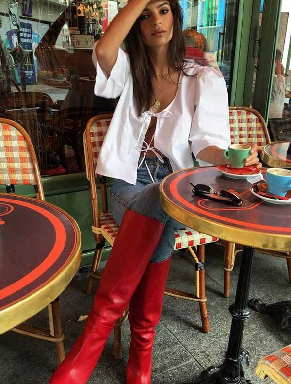 Fashionable red boots